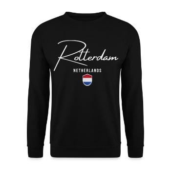 Rotterdam Niederlande, elegantes Design Rotterdam - Unisex Pullover - Schwarz - Vorne - Alina (178cm) & Michal (187cm)