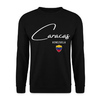 Caracas Venezuela, elegantes Design Caracas - Unisex Pullover - Schwarz - Vorne - Alina (178cm) & Michal (187cm)