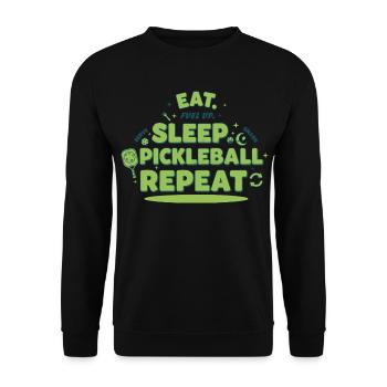 Pickleball Lustiger Spieler Iss Schlaf Pickleball - Unisex Pullover - Schwarz - Vorne - Alina (178cm) & Michal (187cm)