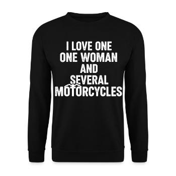 A Woman and Several Motorcycles: Biker Humor - Unisex Sweatshirt - black - Front - Alina (178cm) & Michal (187cm)