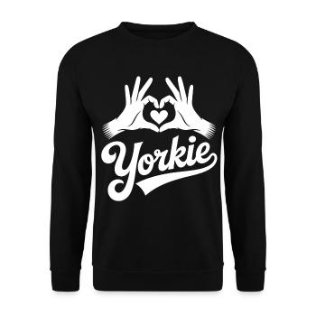 Yorkie Herzhand Logo - Unisex Pullover - Schwarz - Vorne - Alina (178cm) & Michal (187cm)