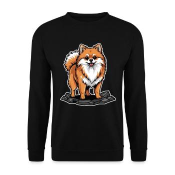 Chien Spitz Nain Pomeranian sur Rocher Mignon - Sweat-shirt Unisexe - noir - Devant - Alina (178cm) & Michal (187cm)