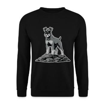 Chien Schnauzer sur Rocher Portrait Barbu Fier - Sweat-shirt Unisexe - noir - Devant - Alina (178cm) & Michal (187cm)
