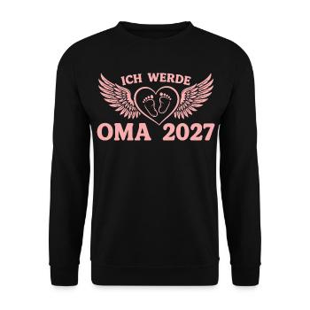 Ich werde Oma 2027 Schwangerschaft Ankündigen - Unisex Pullover - Schwarz - Vorne - Alina (178cm) & Michal (187cm)