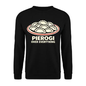 Pierogi über alles, was mit Essen und Humor zu tun hat, - Unisex Pullover - Schwarz - Vorne - Alina (178cm) & Michal (187cm)