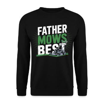 Papa Garten Rasenmäher Spruch Geschenk für Vater - Unisex Pullover - Schwarz - Vorne - Alina (178cm) & Michal (187cm)