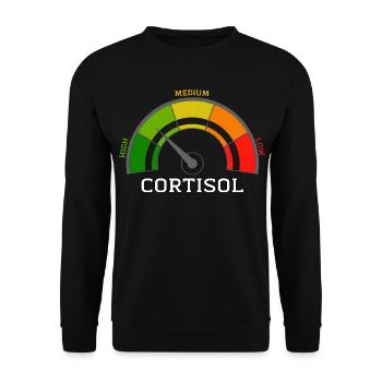 Lustiges, niedriges Cortisol, urkomisches, stressfreies Cortisol - Unisex Pullover - Schwarz - Vorne - Alina (178cm) & Michal (187cm)