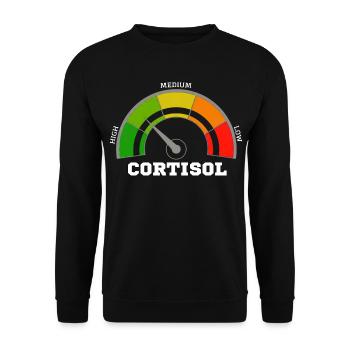 Lustiges, niedriges Cortisol, urkomisches, stressfreies Cortisol - Unisex Pullover - Schwarz - Vorne - Alina (178cm) & Michal (187cm)