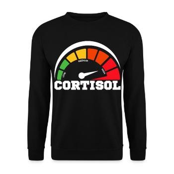 Lustiges, niedriges Cortisol, urkomisches, stressfreies Cortisol - Unisex Pullover - Schwarz - Vorne - Alina (178cm) & Michal (187cm)