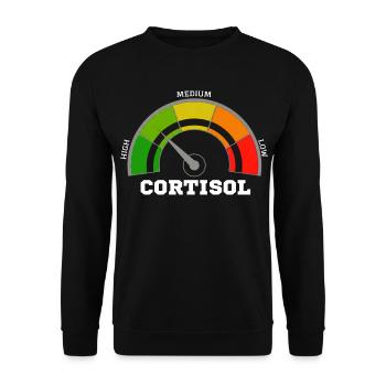 Lustiges, niedriges Cortisol, urkomisches, stressfreies Cortisol - Unisex Pullover - Schwarz - Vorne - Alina (178cm) & Michal (187cm)