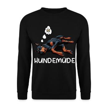 Hundemüde Dobermann Dobermannbesitzer Dobermänner - Unisex Pullover - Schwarz - Vorne - Alina (178cm) & Michal (187cm)
