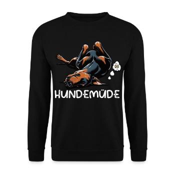 Hundemüde Dobermann Dobermannbesitzer Dobermänner - Unisex Pullover - Schwarz - Vorne - Alina (178cm) & Michal (187cm)