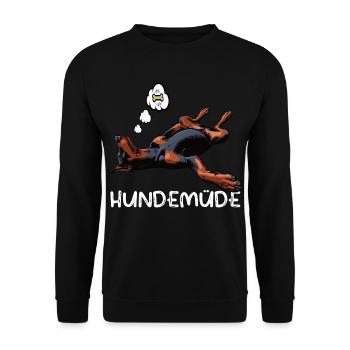 Hundemüde Dobermann Dobermannbesitzer Dobermänner - Unisex Pullover - Schwarz - Vorne - Alina (178cm) & Michal (187cm)