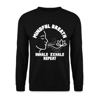 Mindful Breath Achtsamkeit Ruhe - Unisex Pullover - Schwarz - Vorne - Alina (178cm) & Michal (187cm)