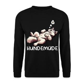 Hundemüde Husky Huskys Huskybesitzer Huskyhalter  - Unisex Pullover - Schwarz - Vorne - Alina (178cm) & Michal (187cm)