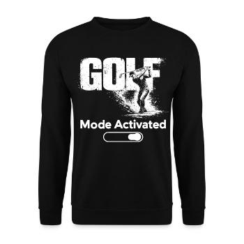 Golf Shirt Golf Mode Activated Golfer Gift - Unisex Pullover - Schwarz - Vorne - Alina (178cm) & Michal (187cm)