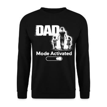 Dad Mode Always On Funny Gift Shirt - Unisex Pullover - Schwarz - Vorne - Alina (178cm) & Michal (187cm)