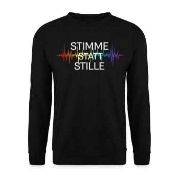 Stimme statt Stille für Aktivisten & Fans - Unisex Pullover - Schwarz - Vorne - Alina (178cm) & Michal (187cm)