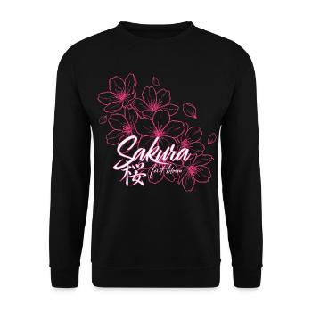 Sakura Cerisiers en fleurs roses - Sweat-shirt Unisexe - noir - Devant - Alina (178cm) & Michal (187cm)