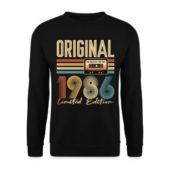 40. Geburtstag, 40 Jahre, Original 1986 - Unisex Pullover - Schwarz - Vorne - Alina (178cm) & Michal (187cm)