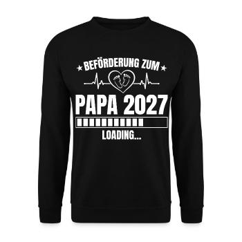 Papa 2027 Loading – Beförderung zum Vater - Unisex Pullover - Schwarz - Vorne - Alina (178cm) & Michal (187cm)