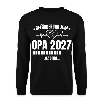 Opa 2027 Loading – Beförderung zum Opa - Unisex Pullover - Schwarz - Vorne - Alina (178cm) & Michal (187cm)