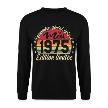 les légendes sont nées mai 1975 - Sweat-shirt Unisexe - noir - Devant - Alina (178cm) & Michal (187cm)