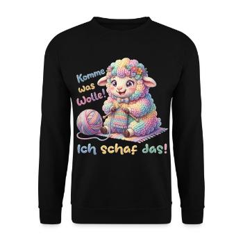Komme was wolle ich schaf das  - Unisex Pullover - Schwarz - Vorne - Alina (178cm) & Michal (187cm)