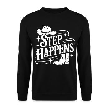 Step Happens Western Line Dance - Unisex Pullover - Schwarz - Vorne - Alina (178cm) & Michal (187cm)