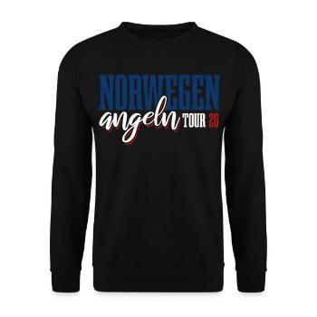 Norwegen Angeln Tour 2026 - Angler Geschenk - Unisex Pullover - Schwarz - Vorne - Alina (178cm) & Michal (187cm)