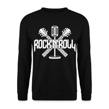 Rock 'N' Roll Logo with Guitars and Microphone - Unisex Sweatshirt - black - Front - Alina (178cm) & Michal (187cm)