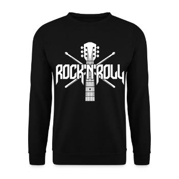 Logo Rock 'n' Roll avec guitare et baguettes de batterie - Sweat-shirt Unisexe - noir - Devant - Alina (178cm) & Michal (187cm)