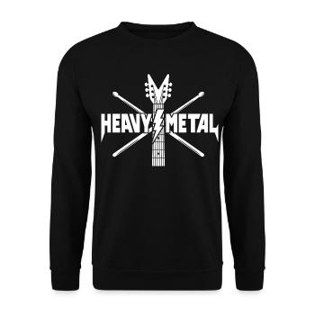 Logo guitare et baguettes de Heavy Metal - Sweat-shirt Unisexe - noir - Devant - Alina (178cm) & Michal (187cm)