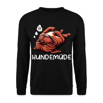 Hundemüde Bordeaux Dogge Bordeauxs Bordeaux Doggen - Unisex Pullover - Schwarz - Vorne - Alina (178cm) & Michal (187cm)