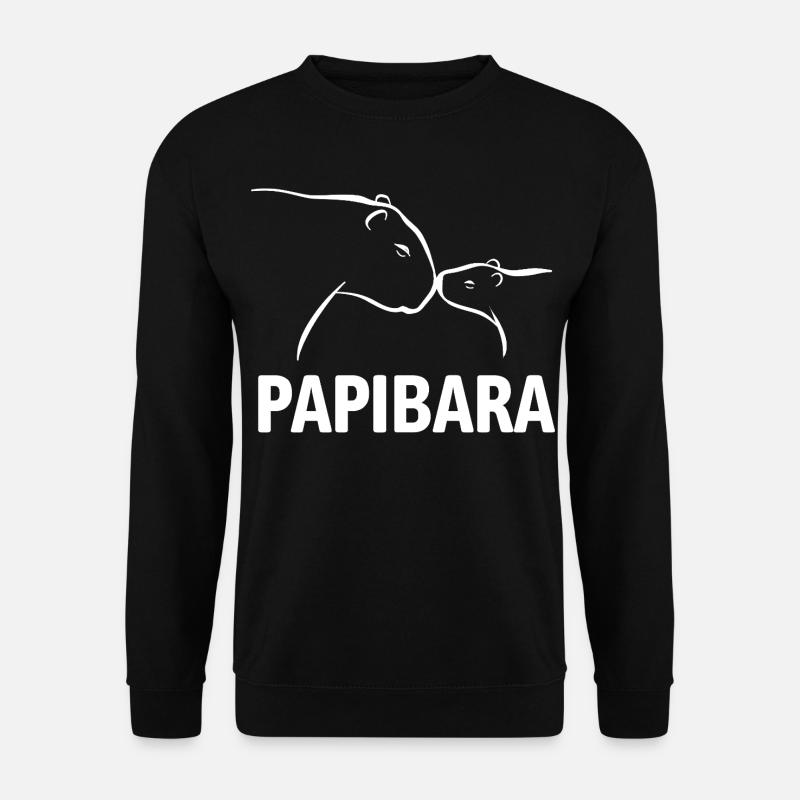 Papibara - Capybara Vater und Kind - Unisex Pullover - Schwarz