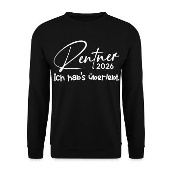 Rentner 2026 Ich hab's Überlebt - Unisex Pullover - Schwarz - Vorne - Alina (178cm) & Michal (187cm)