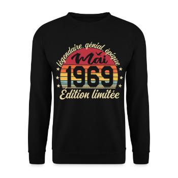 les légendes sont nées mai 1969 - Sweat-shirt Unisexe - noir - Devant - Alina (178cm) & Michal (187cm)