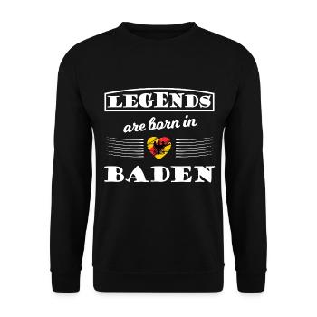 Legenden geboren in Baden - Unisex Pullover - Schwarz - Vorne - Alina (178cm) & Michal (187cm)