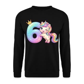 J’ai 6 ans d’anniversaire de la fille licorne de Kawaii - Sweat-shirt Unisexe - noir - Devant - Alina (178cm) & Michal (187cm)