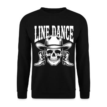 Line Dance Skull Cowboy Boots - Unisex Pullover - Schwarz - Vorne - Alina (178cm) & Michal (187cm)