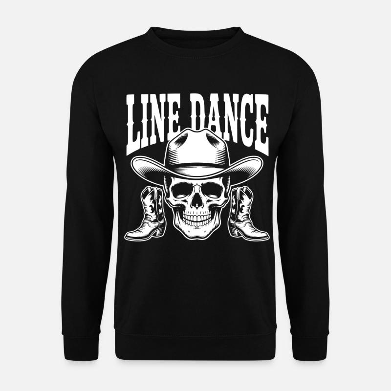 Line Dance Skull Cowboy Boots - Unisex Pullover - Schwarz
