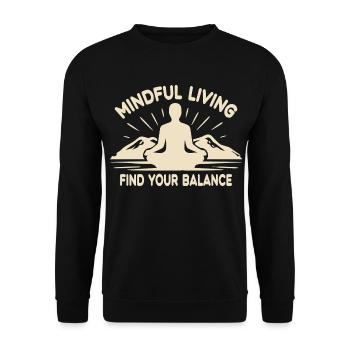 Yoga Meditation Berge Achtsamkeit Ruhe - Unisex Pullover - Schwarz - Vorne - Alina (178cm) & Michal (187cm)