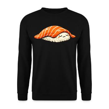 Sleeping Nigiri – Retro Japan Sushi Illustration - Unisex Sweatshirt - black - Front - Alina (178cm) & Michal (187cm)