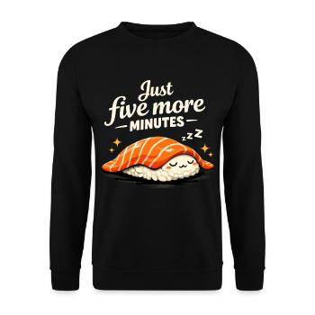 Sleeping Sushi – Just 5 More Minutes Retro Design - Unisex Pullover - Schwarz - Vorne - Alina (178cm) & Michal (187cm)
