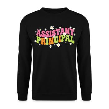 Assistant Principal Retro Groovy - Unisex Sweatshirt - black - Front - Alina (178cm) & Michal (187cm)