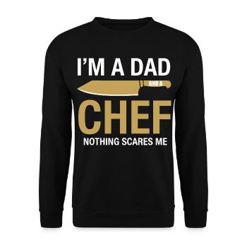 Dad and Chef Nothing Scares Me - Unisex Pullover - Schwarz - Vorne - Alina (178cm) & Michal (187cm)