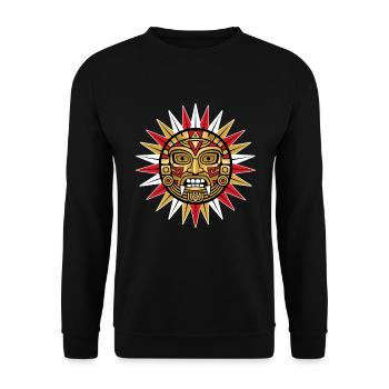 Sun Maya Inca Deity Red Gold Totem - Unisex Sweatshirt - black - Front - Alina (178cm) & Michal (187cm)