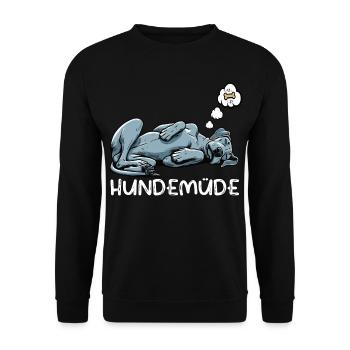Hundemüde Deutsche Dogge Doggen Doggenbesitzer  - Unisex Pullover - Schwarz - Vorne - Alina (178cm) & Michal (187cm)