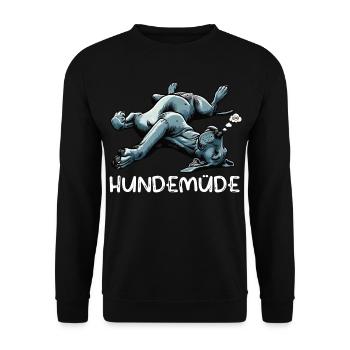Hundemüde Deutsche Dogge Doggen Doggenbesitzer  - Unisex Pullover - Schwarz - Vorne - Alina (178cm) & Michal (187cm)