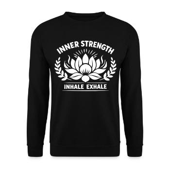 Inner Strength Inhale Exhale Lotus Kraft - Unisex Sweatshirt - black - Front - Alina (178cm) & Michal (187cm)